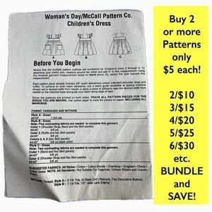 Vintage McCall Childs Dress Pattern from Woman’s Day Magazine- NEW- Uncut